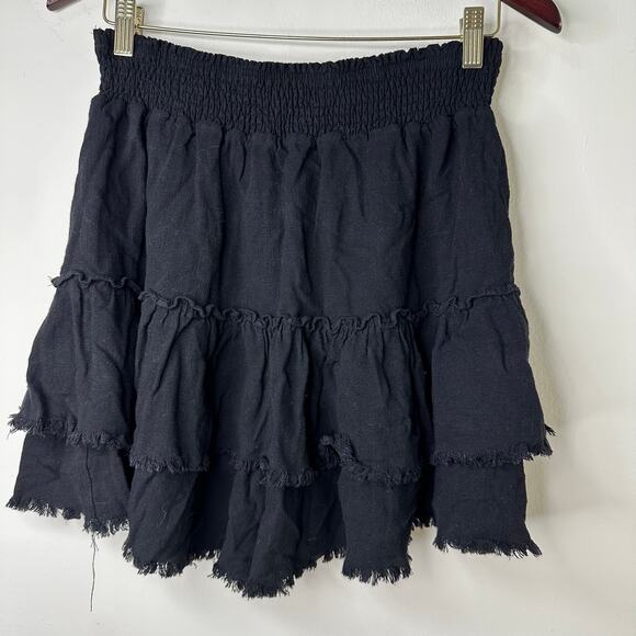 Md NWT White Birch Kyle Tiered Skort Black Linen Cotton Blend Cottagecore Boho - Picture 4 of 7